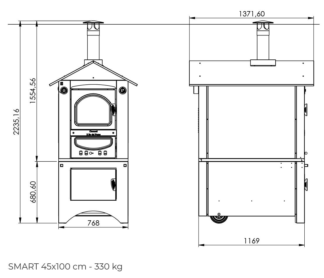 Forno a legna da esterno cottura indiretta tetto inox 304 ...